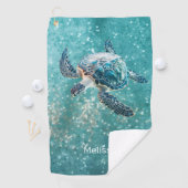 Serviette De Golf Shimmering Turquoise Sea Turtle | Coastal (En situation)