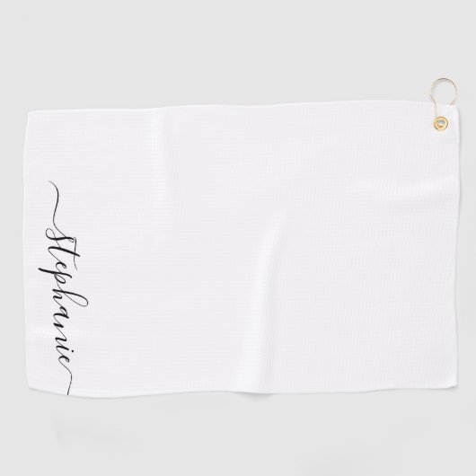 Serviette De Golf Signature de calligraphie manuscrite noire simple (Horizontal)