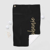 Serviette De Golf Signature moderne personnalisée Black Gold (En situation)