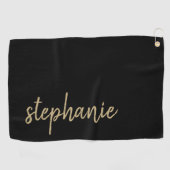 Serviette De Golf Signature moderne personnalisée Black Gold (Horizontal)