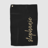 Serviette De Golf Signature moderne personnalisée Black Gold (Devant)