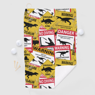 Serviette De Golf Signes de précaution de dinosaure