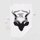Serviette De Golf Silhouette Antelope foncé avec Monogramme Customis (En situation)