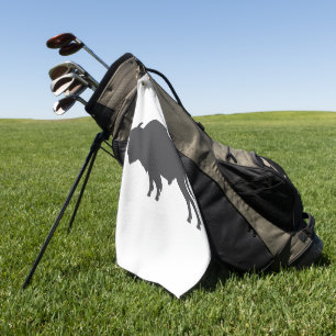 Serviette De Golf Silhouette de bison gris charbon