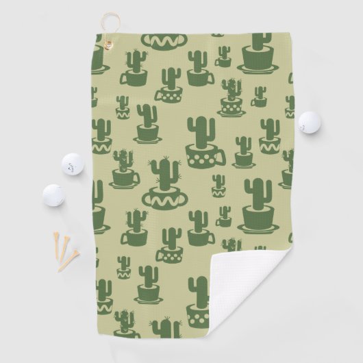 Serviette De Golf Silhouette de cactus succulent en tasses et pots (En situation)