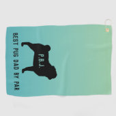 Serviette De Golf Silhouette de carlin avec texte personnalisé (Horizontal)