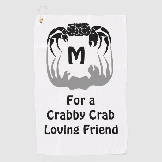 Serviette De Golf Silhouette de crabe fantôme Casant un monogramme d (Devant)