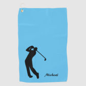 Serviette De Golf Silhouette de Golfo Monogramme noir bleu (Devant)