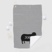 Serviette De Golf Silhouette de mouton noir avec texte personnalisé (En situation)