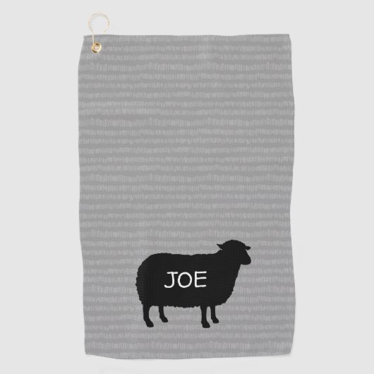 Serviette De Golf Silhouette de mouton noir avec texte personnalisé (Devant)