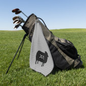 Serviette De Golf Silhouette de mouton noir avec texte personnalisé (Vert)