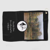 Serviette De Golf Silhouette du coq noir Monogramme Photo (Horizontal)