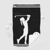 Serviette De Golf Silhouette noire et blanche fille golfeuse dames (En situation)