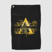 Serviette De Golf Silhouette Or Monogramme (Devant)