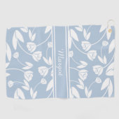 Serviette De Golf Silhouette Pastel Bleu et Blanc Fleur (Horizontal)