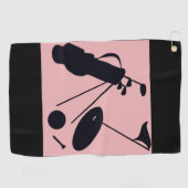 Serviette De Golf Silhouettes noires d'objets de golf sur arrière -  (Horizontal)