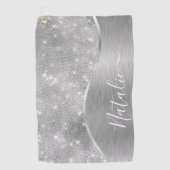 Serviette De Golf Silver Glitter Glam Bling Personalized (Devant)