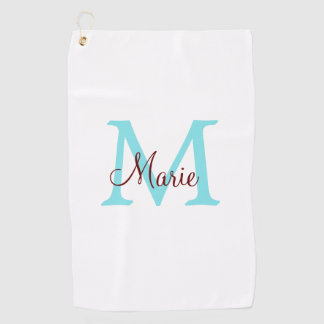 Serviette De Golf simple ajout de nom monogramme rose rouge jeton