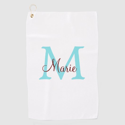 Serviette De Golf simple ajout de nom monogramme rose rouge jeton (Devant)