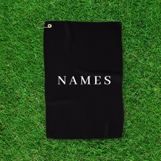 Serviette De Golf Simple Black Custom Ajouter Votre Nom Élégant