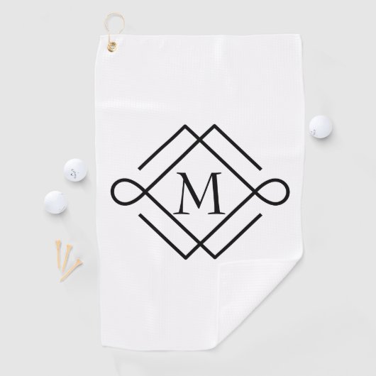 Serviette De Golf Simple Black Monogram Golf Towne (En situation)