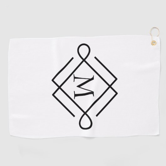 Serviette De Golf Simple Black Monogram Golf Towne (Horizontal)