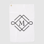 Serviette De Golf Simple Black Monogram Golf Towne (Devant)