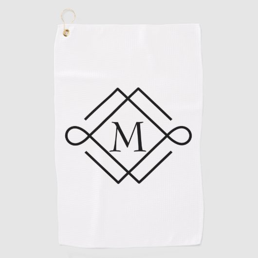 Serviette De Golf Simple Black Monogram Golf Towne (Devant)