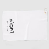 Serviette De Golf Simple cœur de script noir Maman établie (Horizontal)