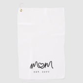 Serviette De Golf Simple cœur de script noir Maman établie (Devant)