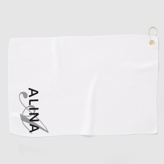 Serviette De Golf Simple Custom Design Personalized Name Monogram (Horizontal)