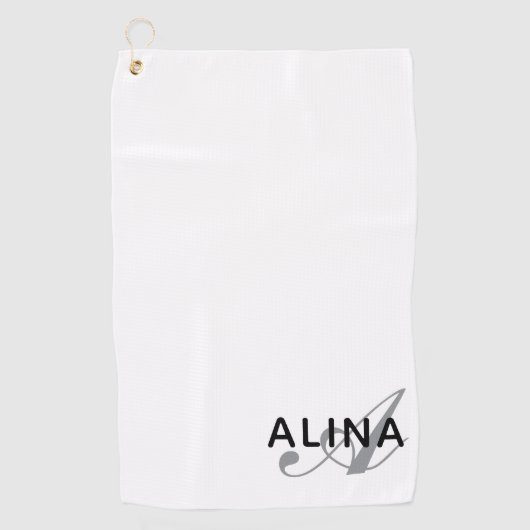Serviette De Golf Simple Custom Design Personalized Name Monogram (Devant)