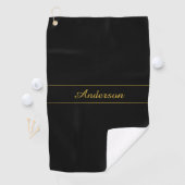 Serviette De Golf Simple Customizable Gold & Black Text Design  (En situation)