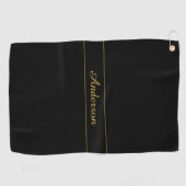 Serviette De Golf Simple Customizable Gold & Black Text Design  (Horizontal)