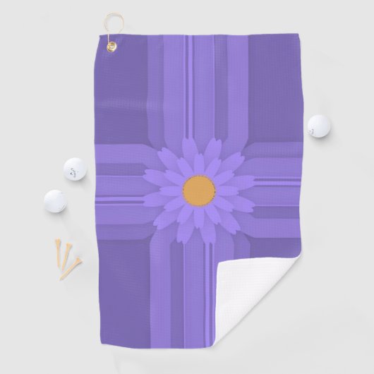 Serviette De Golf Simple Fleur Violette sur Croix Moderne (En situation)