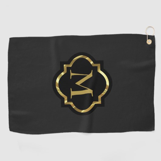 Serviette De Golf Simple Golden Monogram Golf Towne (Horizontal)