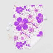 Serviette De Golf Simple Impression Florale Aquarelle Violet et Rose (En situation)