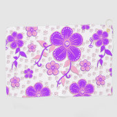 Serviette De Golf Simple Impression Florale Aquarelle Violet et Rose (Horizontal)