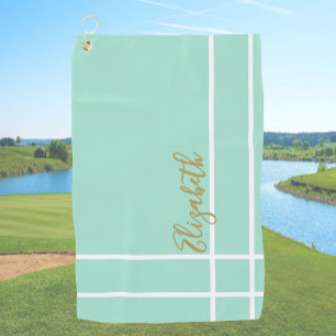 Serviette De Golf Simple menthe vert minimaliste nom personnalisé da