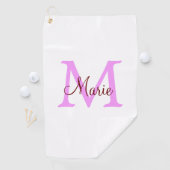 Serviette De Golf simple minimal ajouter nom monogramme rose rouge (En situation)