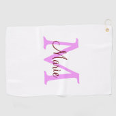 Serviette De Golf simple minimal ajouter nom monogramme rose rouge (Horizontal)