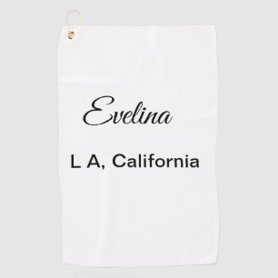 Serviette De Golf Simple minimal ajoutez votre nom texte lieu ville