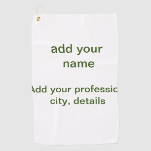 Serviette De Golf Simple minimal vert ajoutez votre texte nom photo