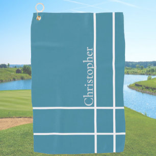 Serviette De Golf Simple minimaliste nom personnalisé océan bleu