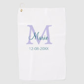 Serviette De Golf simple minimum ajouter nom monogramme violet vert  (Devant)