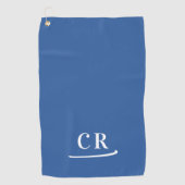 Serviette De Golf Simple Monogramme Moderne Bleu Blanc (Devant)