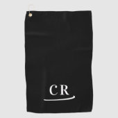 Serviette De Golf Simple Monogramme Moderne Noir & Blanc (Devant)