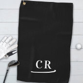 Serviette De Golf Simple Monogramme Moderne Noir & Blanc