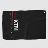 Serviette De Golf simple noir monogrammé (Horizontal)