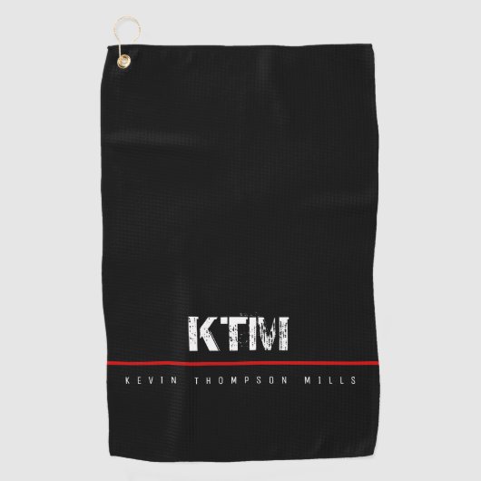 Serviette De Golf simple noir monogrammé (Devant)